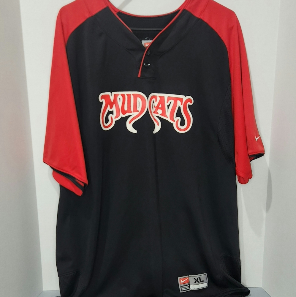 Nike Black and Red Mudcats Men's Jersey